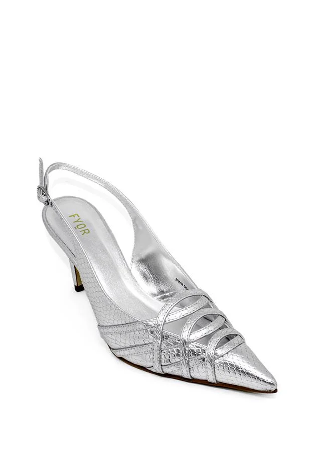 فايور Metallic Sling Back Heeled Sandal BWR 066